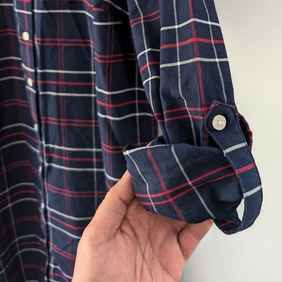 U.S. Polo Assn. Navy Plaid Long Sleeve Shirt Dress In Size Medium - Picture 6 of 8